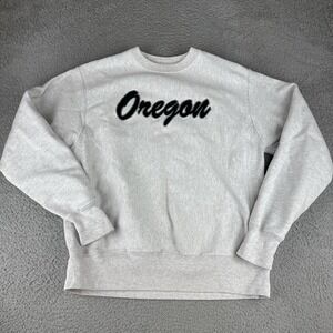 Vintage Oregon Ducks Champion Reverse Weave Gray Heavy Crewneck Sweater Adult M